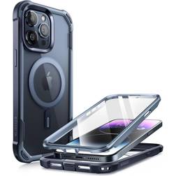 i-Blason Fodral [Ares Mag] för iPhone 15 Pro Max med Skärmskydd, [MagSafe Kompatibel] Stötsäkert Styvt Skyddsfodral för Hela Kroppen, Genomskinligt och Tunt Marinblå